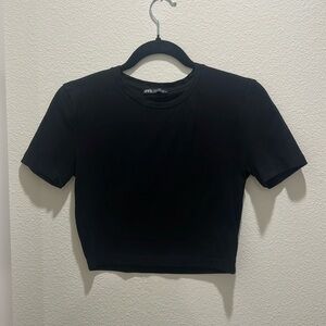 Zara Black Cropped T-Shirt